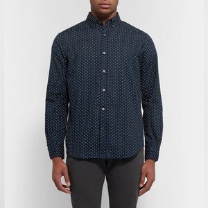 Club Monaco Men’s Slim Fit Navy Button-Down Shirt M – Micro Dot Print